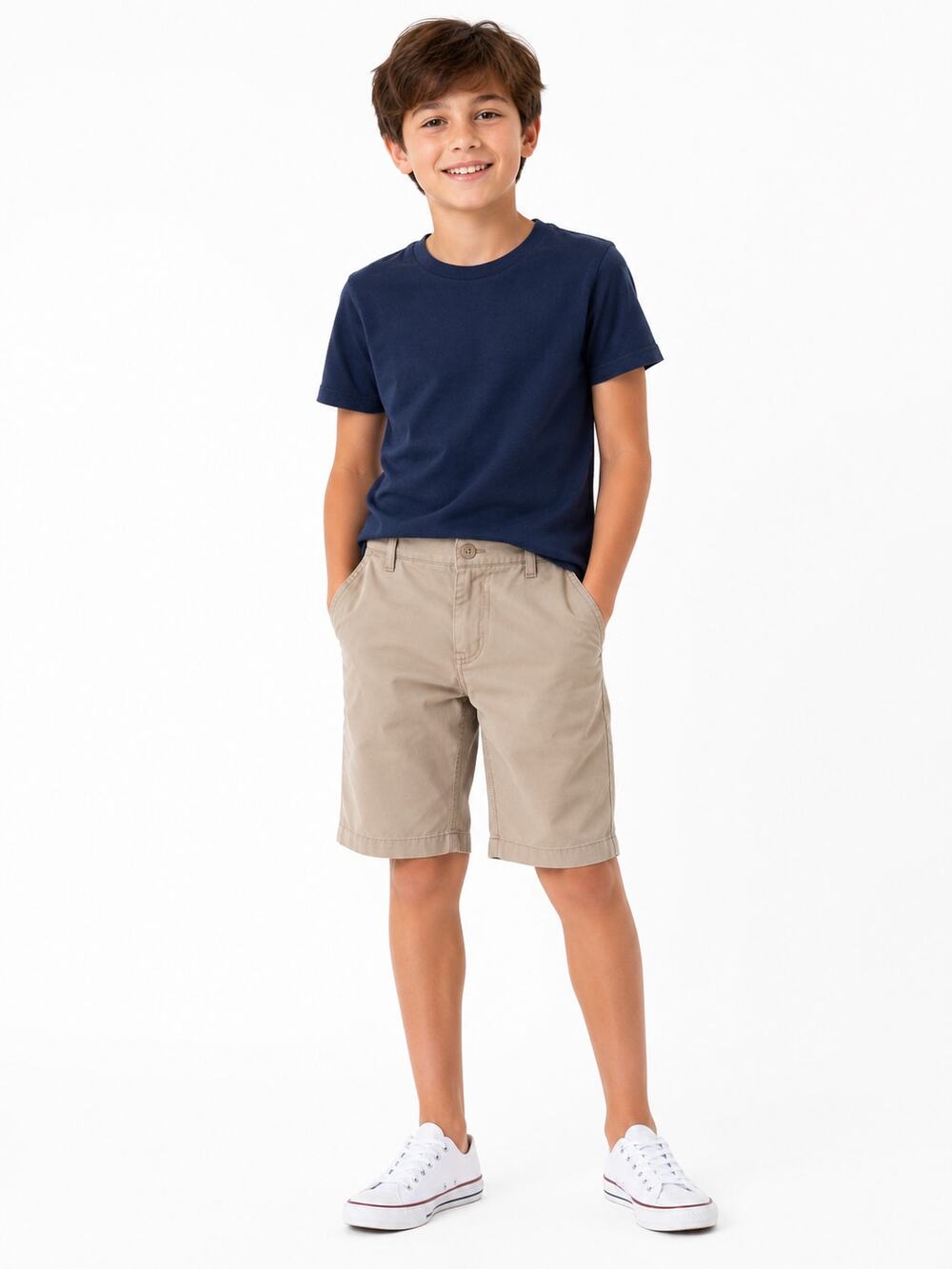 Old Navy Boys Uniform Khaki Chino Shorts Size 8 Beige Flat Front School Casual